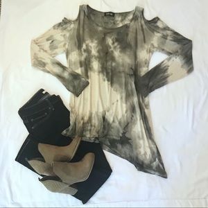 Fab’rik Asymmetrical Tie Die Cold Shoulder Top